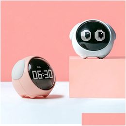 Horloges de table de bureau Horloges de table de bureau Expression mignonne Alarme Chevet Commande vocale Veilleuse USB rechargeable Enfant Sn Kid Gi Dhgarden Dh0Ki