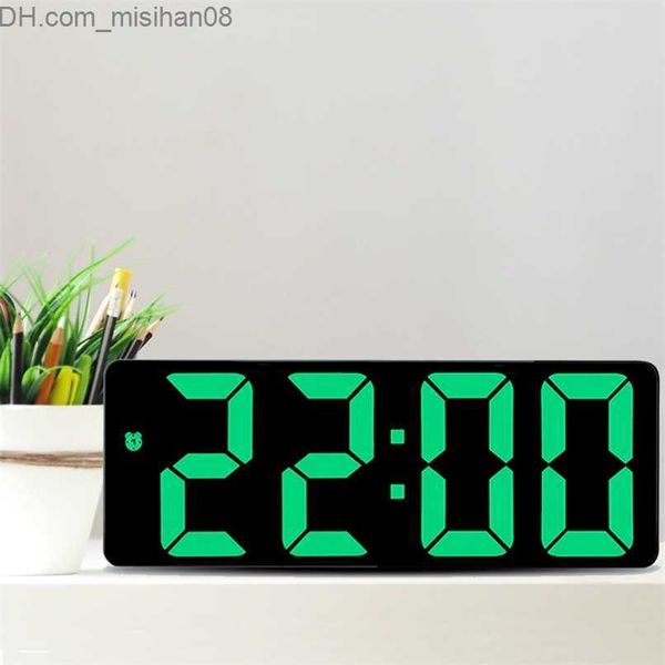 Relojes de mesa de escritorio Reloj despertador digital Pantalla LED Reloj electrónico Relojes de visualización de números grandes Relojes de mesa digitales con función de control de voz Z230704