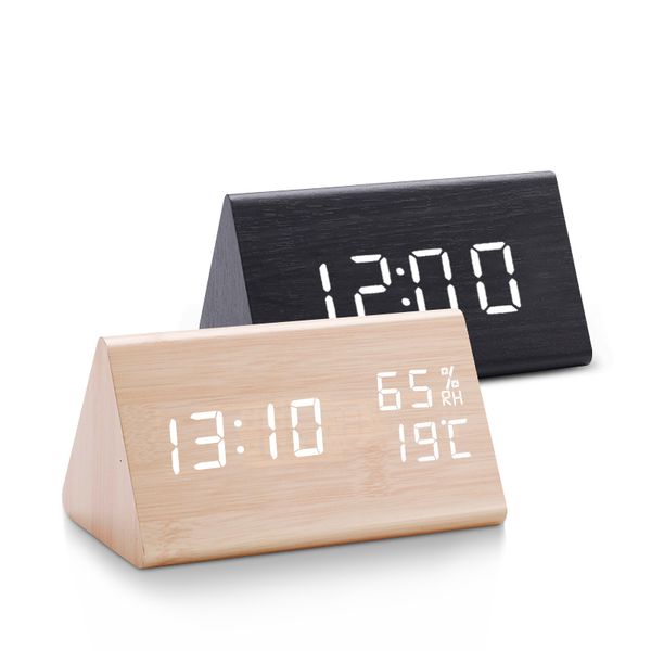 Horloges de table de bureau Horloge numérique LED Réveil en bois Contrôle audio de bureau Horloge électronique Bureau USBAAA Alimentation Décoration de bureau 230508