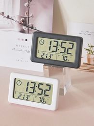 Horloges de table de bureau Horloge de bureau numérique LCD muette Capteur de température simple Mini maison hygromètre jauge chambre intérieure LED alarme électronique 231124