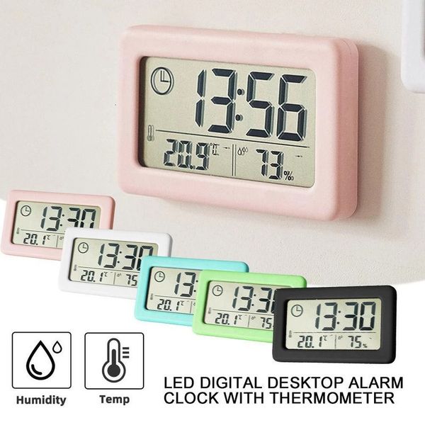 Bureau Table Horloges Numérique LCD Muet Horloge De Bureau Simple Capteur De Température Mini Maison Hygromètre Jauge Chambre Intérieur LED Alarme Électronique 230608