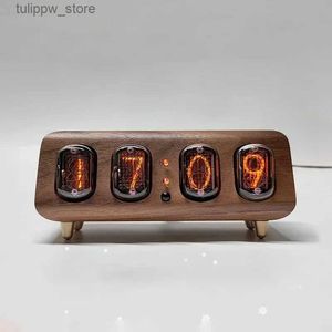 Bureautafelklokken Digitale Nixie Buisklokken In12 Diy Kit Vintage elektronische tafel Vacuümbuis Bluetooth-bediening Glow Light Bureauwekker Cadeau L240323