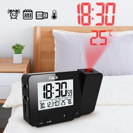 Relojes de mesa de escritorio FanJu FJ3531 Alarma Fecha digital Función de repetición Luz de fondo Reloj Proyector de pared Led con proyección de tiempo 221031