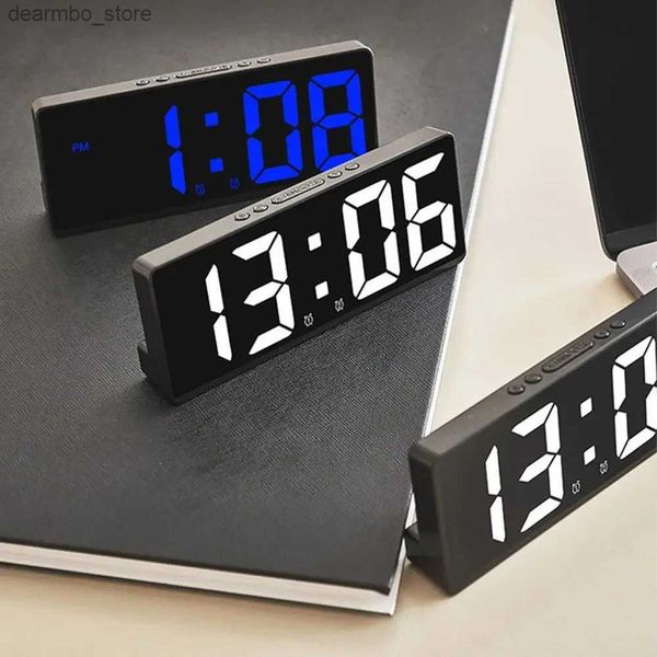 Horloges de table de bureau avec fonction Snooze, commande vocale de nuit, montre d'alarme, fonctions numériques de bureau, mode horloge, anti-interférence 24327