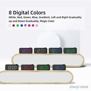 Bureaubabel klokken fm radio digitale alarmklok 8 kleuren rgb kleurwijde tabel digitale klok slaap timer dubbele alarm 12/24 uur elektronische LED -klok