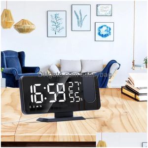 Table de bureau Corloges FM Radio LED Digital Smart Alarm Watch Electronic Desktop USB Réveil avec Temps de projection Drop Livraison H DHDQN