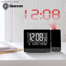 Horloges de table de bureau Horloge de projection Geevon avec température et humidité Montre de table USB Numérique LED Date Snooze Fonction Projecteur Réveils24327