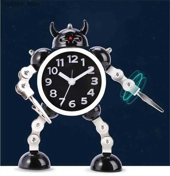 Relojes de mesa de escritorio Decoración del dormitorio del hogar Reloj despertador digital Robot de metal Escritorio de dibujos animados Anime Mesa Reloj de escritorio Reloj Niños Regalos de Navidad L240323