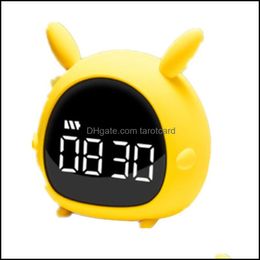 Relojes de mesa de escritorio para decoración del hogar, reloj despertador con música de conejo de dibujos animados para jardín, luz de despertador, Mini carga Usb, dormitorio, entrega nocturna inteligente 2021