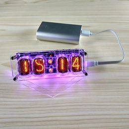 Horloges de table de bureau IN-12 Horloge à tube lumineux 4 bits IN12 LED RVB sept couleurs DS3231 Nixie IN-12B