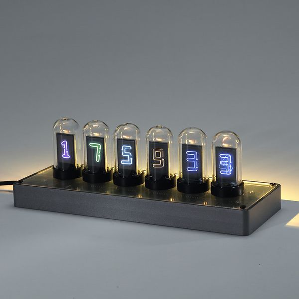 Relojes de mesa de escritorio IPS Stone Gate Cyberpunk Nixie, adorno de escritorio para ordenador moderno, tubo de brillo RGB multifunción 230228