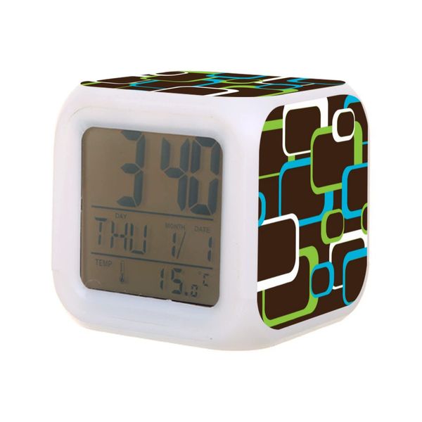 Relojes de mesa de escritorio Reloj Kidmat Award marrón verde azul blanco Retro Digital con función de termómetro 7 Color Night Light Fo CarShop2006 AME2J