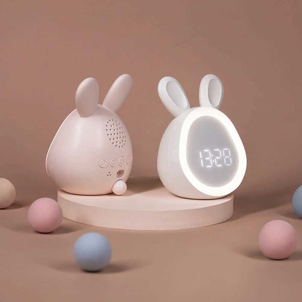 Horloges de table de bureau enfants mignon lapin de lapin avec lumière nocturne étape sans gradation LED numérique alarker pour garçons filles