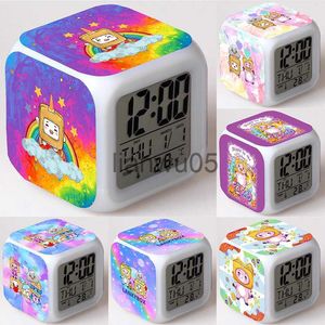 Relojes de mesa de escritorio Lankybox Reloj despertador para niños LED Cambio de color Reloj digital Niños de dibujos animados Juguetes Escritorio Noche Despertar Luz Resplandeciente Electronic Reveil x0719