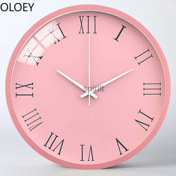 Relojes de mesa de escritorio Reloj de pared grande, moderno, creativo, rosa, cocina, arte del reloj, mesa silenciosa, relojes colgantes, decoración del hogar, decoración de granja, plástico, Europa YQ240118