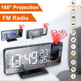 Horloges de table de bureau LED alarme de projection numérique électronique avec radio FM projecteur de temps chambre chevet 221031