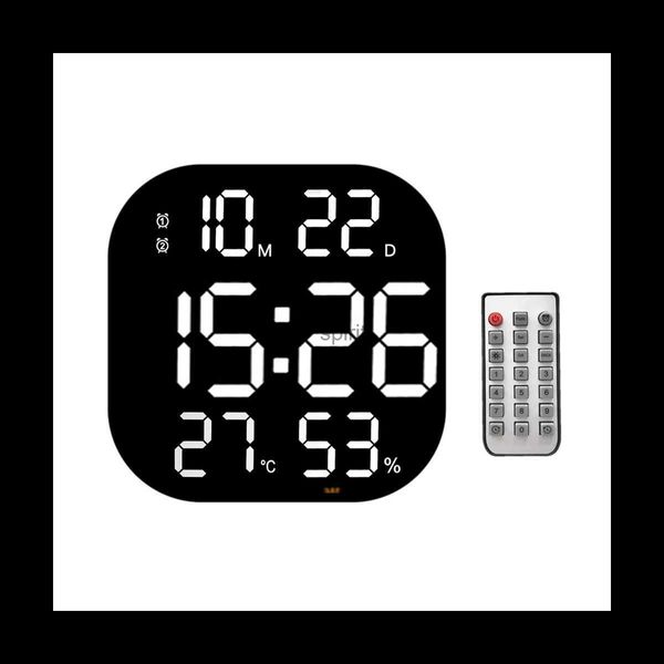 Relojes de mesa de escritorio LED Reloj de pared digital Control remoto Temperatura Fecha Semana Pantalla Brillo ajustable Mesa Alarmas Reloj Blanco YQ240118