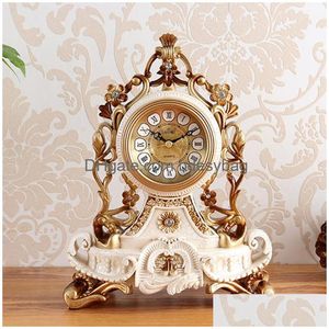 Horloges de table de bureau Horloge rétro de luxe Vintage Décor à la maison Salon Cheminée Montre en résine silencieuse Cadeau Livraison directe Jardin Dhuni