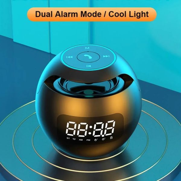 Relojes de mesa de escritorio Mini Bluetooth S er Caja de sonido inalámbrica con pantalla LED Reloj despertador Hifi Tarjeta TF MP3 Reproducción de música 230928