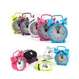 Horloges de table de bureau mini r￩veil de couleur solide M￩mordial ￉l￨ves petites horloges de poche portables D￩coration domestique Ajustement Electro DH9WF