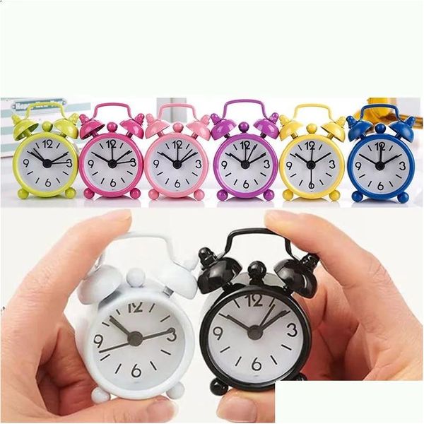 Relojes de mesa de escritorio Mini color sólido Reloj despertador Estudiantes de metal Pequeños relojes de bolsillo portátiles Decoración del hogar Electrónica ajustable Dhynw