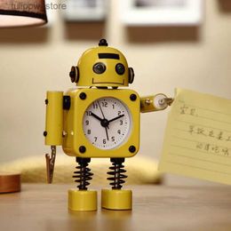 Bureau Tafelklokken Moderne Home Decor Robot Tafelklokken 3D Kunst Automaton Wekker Unieke Slaapkamer Nachtkastje Android Bureauklokken Reloj Pared Horloge L240323