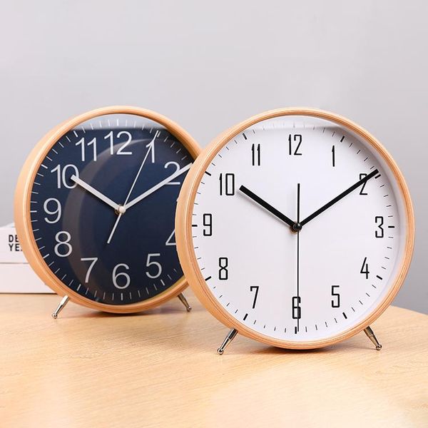 Horloges De Table De bureau moderne mécanisme d'horloge silencieux créatif en bois Simple numérique chambres d'enfants Reloj De Mesa décoration De la maison 50