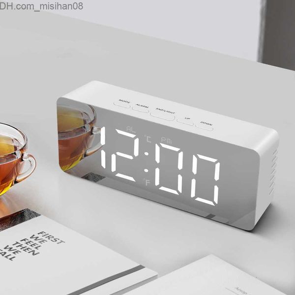 Relojes de mesa de escritorio Reloj de mesa LED multifunción Reloj de alarma de espejo moderno digital para oficina Decoración del hogar Reloj de escritorio electrónico Reloj Mesa SH190924 Z230630