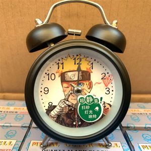 Horloges de table de bureau Nouveau dessin animé chaud na ruto kakashi créatif double cloche sonne alarme de chevet d'élève silencieux