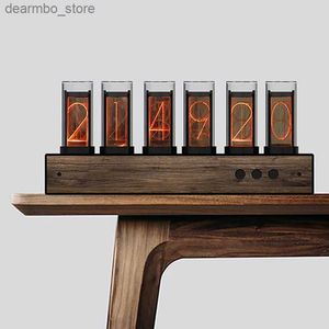 Desk Table Clocks Nixie Glow Tube Reloj LED Mesa de Madera Reloj Digital Vintage Lujo Moderno RGB Creativo Reloj de Escritorio electrónico Regalo Creative24327