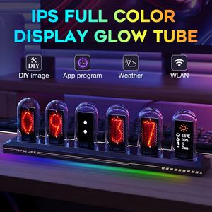 Bureautafelklokken Nixie Buisklok Digitale Glow Tube Clock IPS Kleurenscherm DIY Analoog Tube Gaming Desktop Deco Luxe doos Verpakking voor cadeau-idee 231205