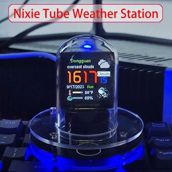 Relojes de mesa de escritorio Nixie Tube Clock Smart Wifi Glow Diy Tube Clocks Estilo Cyberpunk Reloj de mesa digital Pantalla visual Cambiable Actualización automática YQ240118