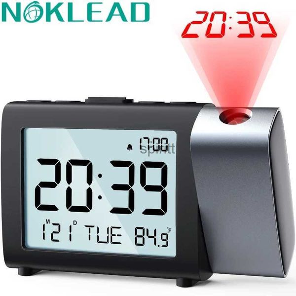 NOKLEAD LED réveil de Projection numérique Table réveil électronique avec temps de Projection projecteur chambre horloge de chevet YQ240118