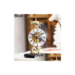 Horloges de table de bureau Nordic Mécanique Antique Clock Metal Gear Gold Copper Temps Tell Tell Sell Decorative Articles For Home Mur 50 Dr Dhebn