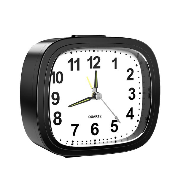 Relojes de mesa de escritorio ORIA, alarma silenciosa, mesita de noche, reloj analógico luminoso alimentado por batería sin tictac para viajes pesados, 230731