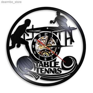 Bureautafelklokken Tafeltennis spelen Vinyl LP Opname Wandklok Modern design Tafeltennisspel LED-licht Sport Retro Stille timing Wandhorloge24327