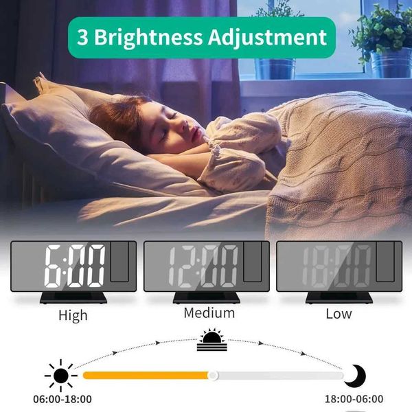 Horloge de table de bureau horloge de projection avec câble USB 180 Couper de projection de rotation avec température Afficher la fonction de répétition dropshipping