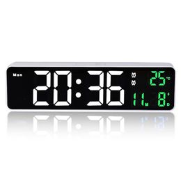 Bureau Table klokken oplaadbare digitale LED -wekker. Home Decoratie Wandkalenderklok met temperatuurthermometer. Geluidscontrole achtergrondverlichting 230508