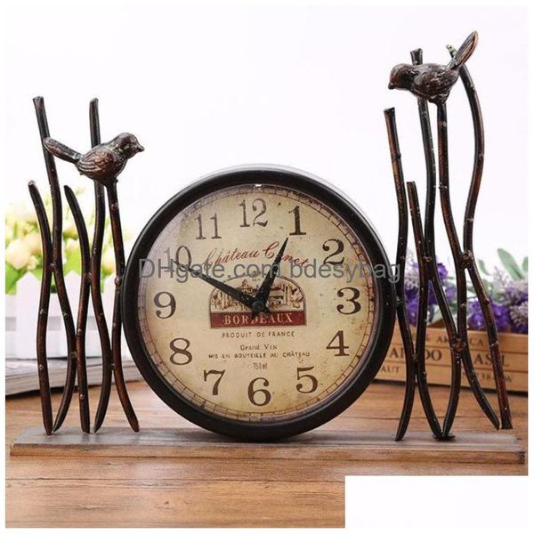 Bureau Table Horloges Rétro Horloge Fer Artisanat Montre En Métal Antique Bronze Or Artisanat Vintage Pour La Maison 1202724 Drop Delivery Garden D Dhgdl