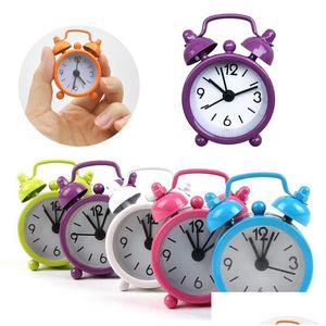 Horloges de table de bureau rétro mignon mini dessin animé alarme en métal numéro rond double cloche horloge numérique décor à la maison couleur bonbon livraison directe Gard Dhwv4