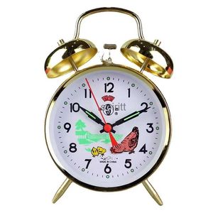 Desk Table Clocks Rétro mécanique réveil métal or Table horloge créative chambre chevet alarme bureau montre horloges poulet picorer riz cadeau YQ240118