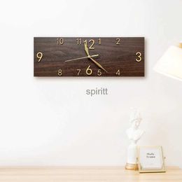 Relojes de mesa de escritorio Reloj de pared rectangular de grano de madera retro, sala de estar, estudio, hogar, reloj creativo, personalidad moderna, arte decorativo, mesa silenciosa YQ240118