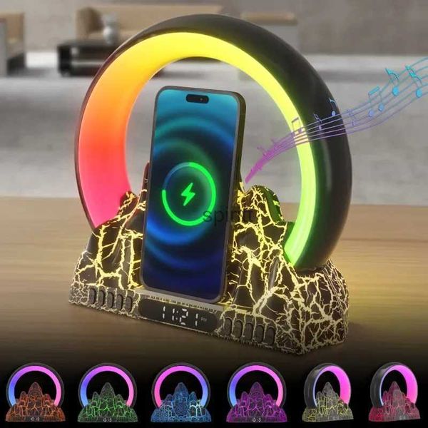 Relojes de mesa de escritorio Luz RGB Reloj despertador Amanecer Luz de despertador Altavoz inteligente Luz nocturna 15 W Carga inalámbrica Decoración del dormitorio Luz de ambiente YQ240118