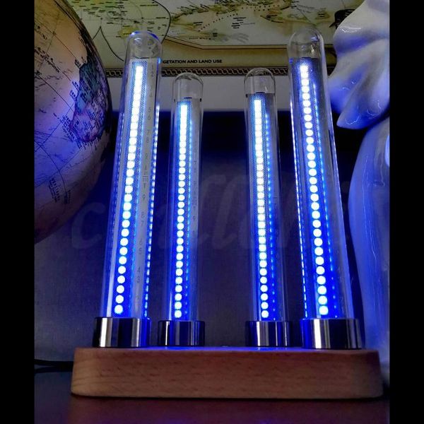 Relojes de mesa de escritorio RGB Pickup Level Light Pseudo Glow Tube Clock Rhythm Gift Ornaments Spectrum Display