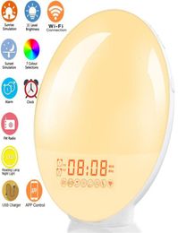 Horloges de table de bureau Smart WiFi Night Light Digital réveillement Workday ALARME ALARME SONRIS SUNSET LIFE CONTRÔLE D'APPLOS NIDON 2302179779995