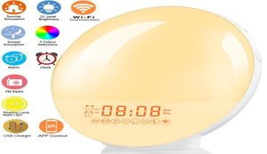 Horloges de table de bureau Smart WiFi Night Light Digital réveillement Workday ALARME ALARME SONRIS SUNSET LIFE CONTRÔLE D'APPLOS NIDON 2302178687108