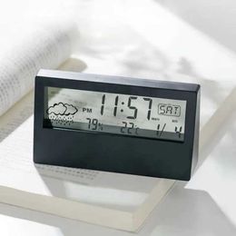 Horloges de table de bureau Thermo-hygromètre Mini horloge numérique Affichage météo créatif Affichage alarme électronique Table de bureau Décor de décoration