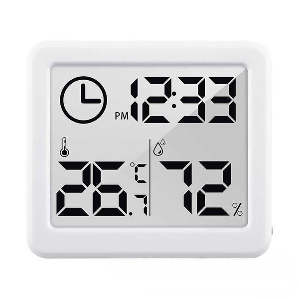 Relojes de mesa de escritorio Ultra delgado y minimalista Smart Home Electronic Digital Temperatura y humedad Display Meter Indoor Home Humidity Meter Clock AA230515