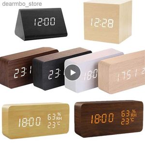 Desk Table Clocks USB/AAA horloges LED réveil en bois montre Table commande vocale numérique bois Despertador électronique bureau Table décor 202224327