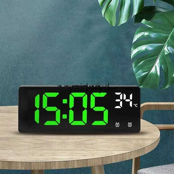 Relojes de mesa de escritorio Control de voz Reloj despertador digital Temperatura Alarma dual Posponer Reloj de mesa de escritorio Modo nocturno 12/24H Reloj LED Reloj Reloj de escritoriovaiduryd